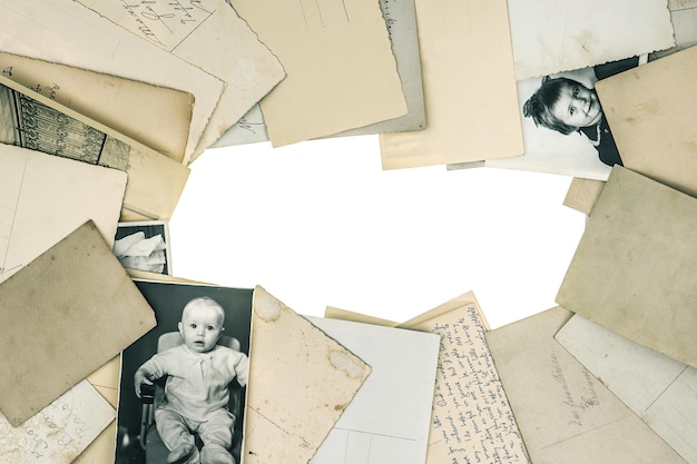 Foto fotos de bebê retrô do antigo álbum de fotos isolado no fundo branco