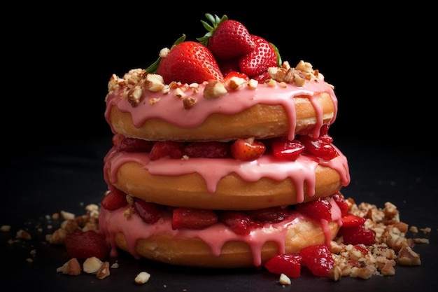 Foto fotos de donuts com rebarba de morango