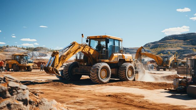 fotos de escavadeiras de equipamentos de construção pesada no canteiro de obras