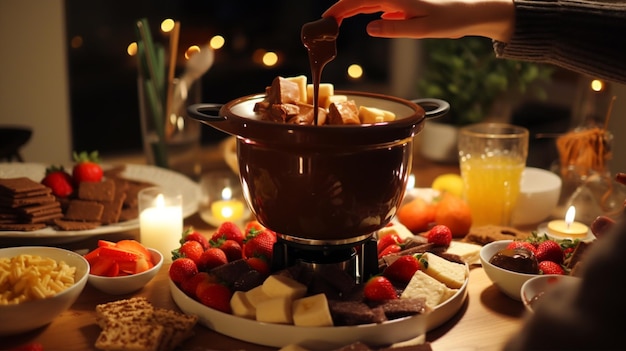 Foto fotos de fondue de chocolate