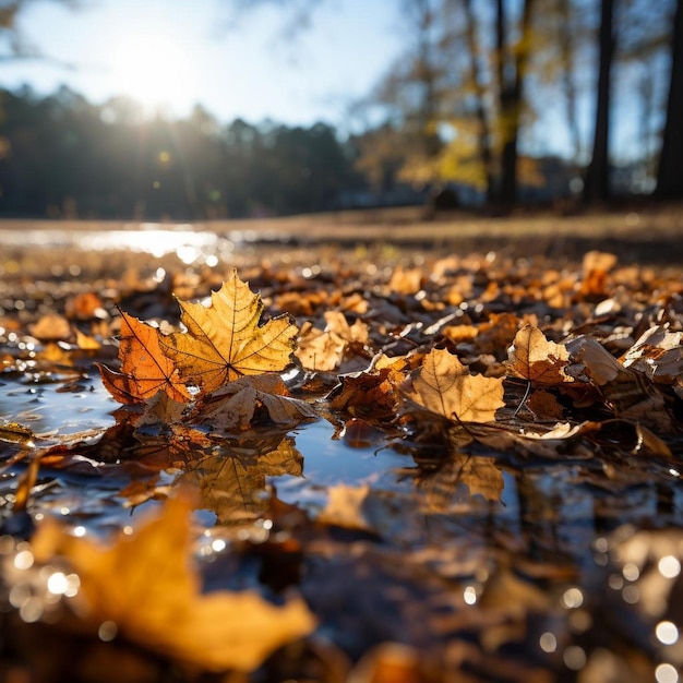 Fotos de paisagens de outono com folhas cobiçadas pelo sol