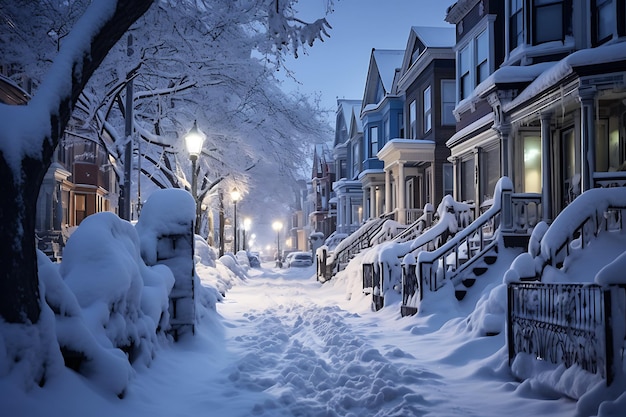 Fotos de uma tempestade de neve.