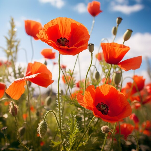 fotos de flores de amapola en verano