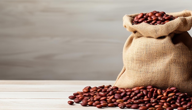 fotos de frijoles rojos en bolsa de saco