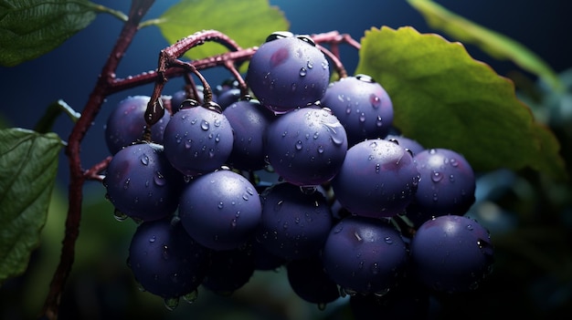 Fotos geradas por IA de frutas frescas de açaí euterpe oleracea