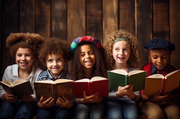 Foto fotos gratuitas de crianças diversas lendo livros