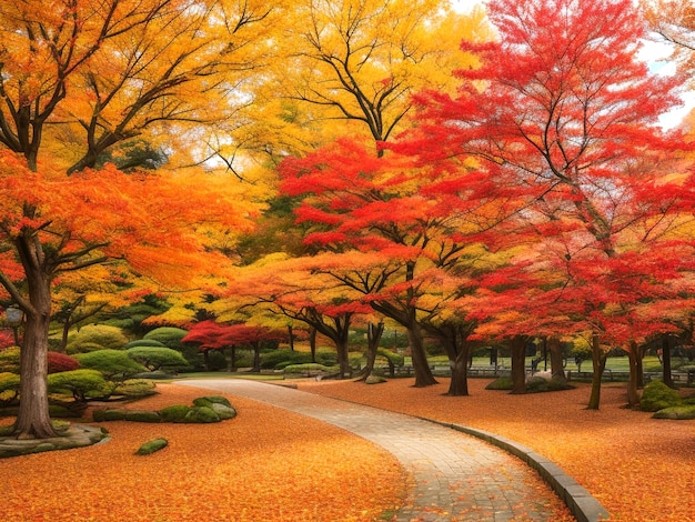 Fotos gratuitas de folhas coloridas no parque de outono do Japão