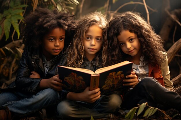 Fotos gratuitas de niños diversos leyendo libros