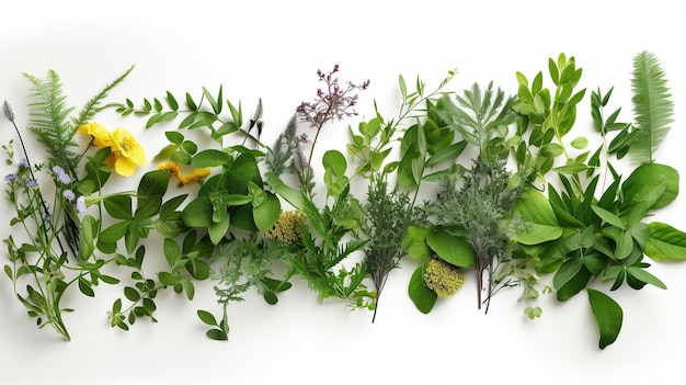 fotos gratuitas variedad de hojas de plantas tropicales frescas sobre fondo blanco imagen generada por IA