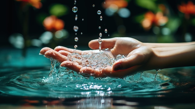 Fotos de mano en el agua