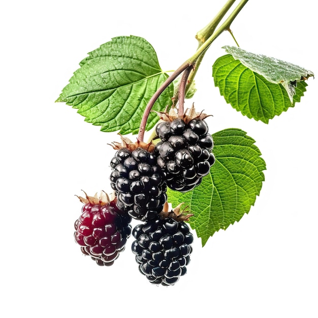 Foto fotos de moras maduras levitando sobre un fondo blanco