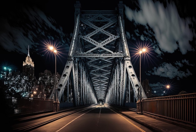 Fotos noturnas da Queensboro Bridge em Nova York