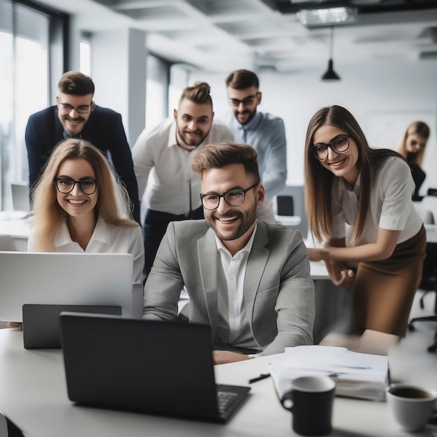 fotos de personas con computadoras portátiles en la oficina