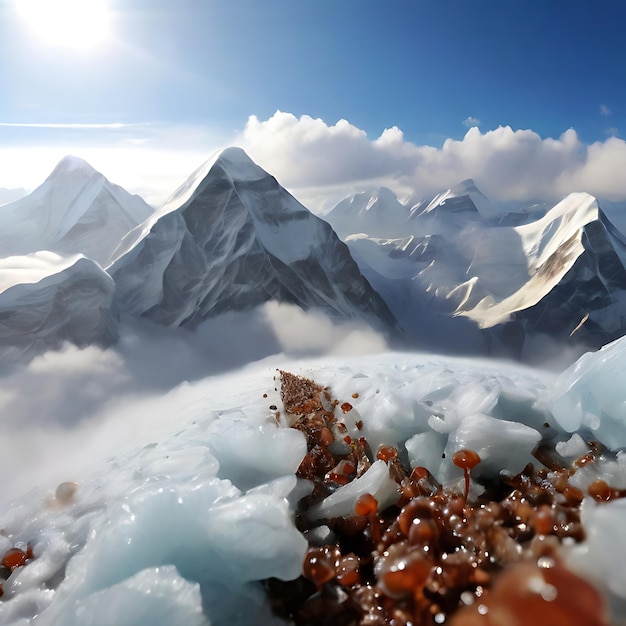 Fotos refrescantes del monte Everest vistas a los ojos de las hormigas frías hacen realmente realmente gigantescas generadas por la IA