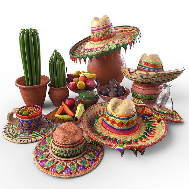 Fotos renderizadas en 3D del clip art de Cinco de Mayo