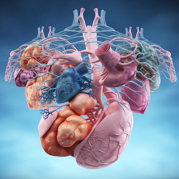 fotos renderizadas en 3D de diferentes órganos humanos