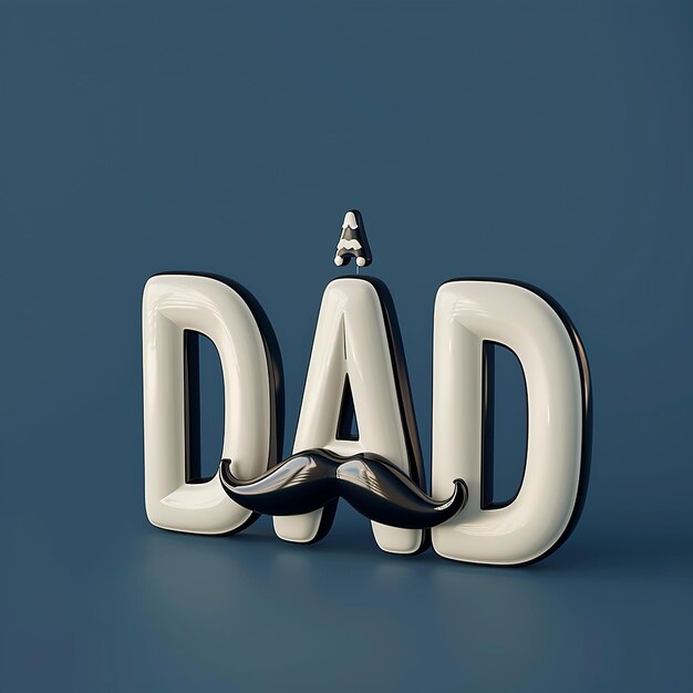 Fotos renderizadas en 3D de escribir una palabra DAD con bigotes