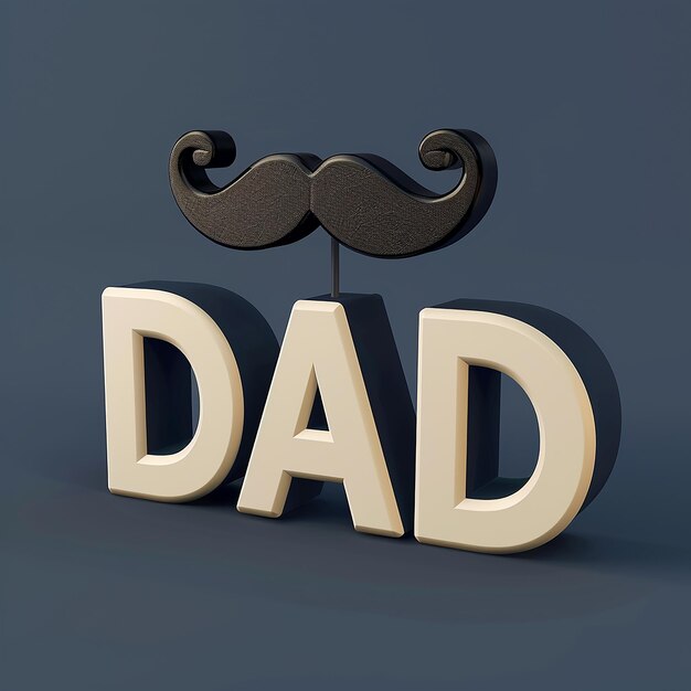 Foto fotos renderizadas en 3d de escribir una palabra dad con bigotes