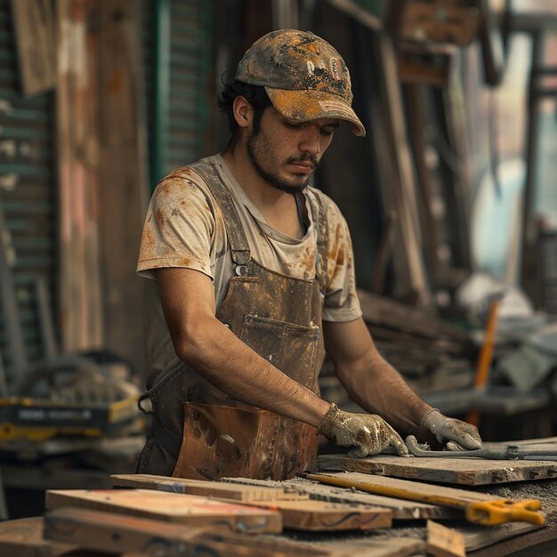 Fotos renderizadas en 3D de un hombre trabajador haciendo su trabajo