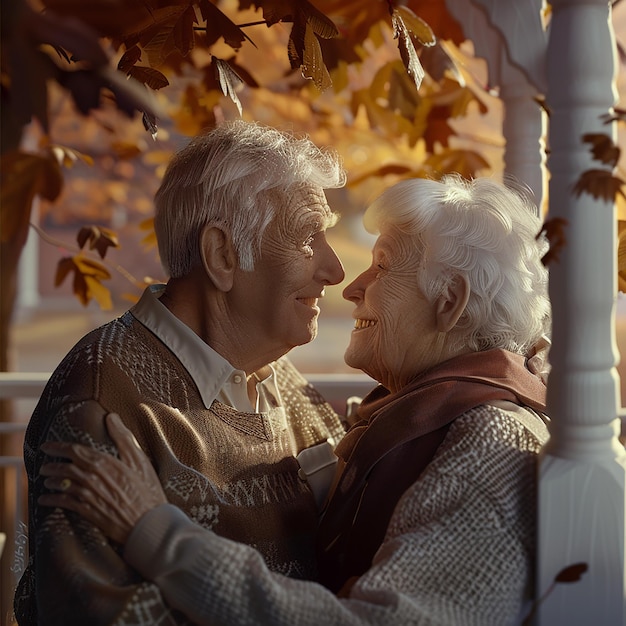 Foto fotos renderizadas en 3d de una pareja de mayores pasando tiempo juntos con un fondo romántico con provia