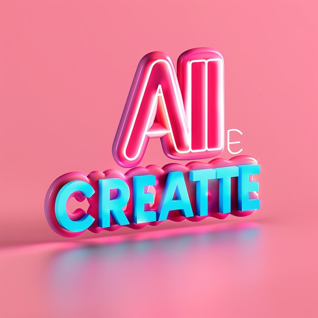 Foto fotos renderizadas em 3d da inscrição do logotipo criativo ai create minimalismo