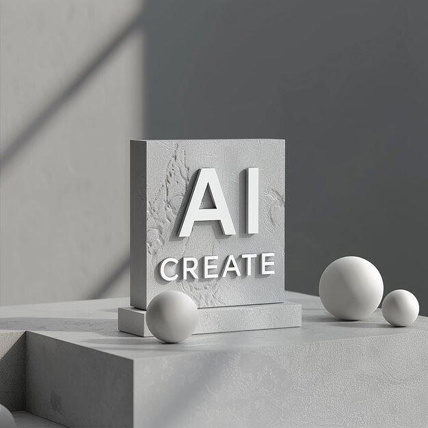 Foto fotos renderizadas em 3d da inscrição do logotipo criativo ai create minimalismo