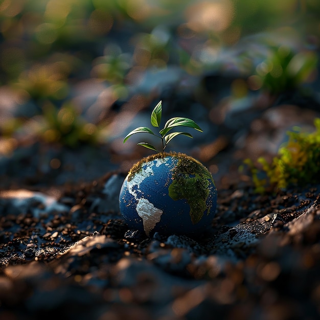 Foto fotos renderizadas em 3d da terra, diferentes cores da natureza, vida na terra, fundo natural, fotos em 8k.