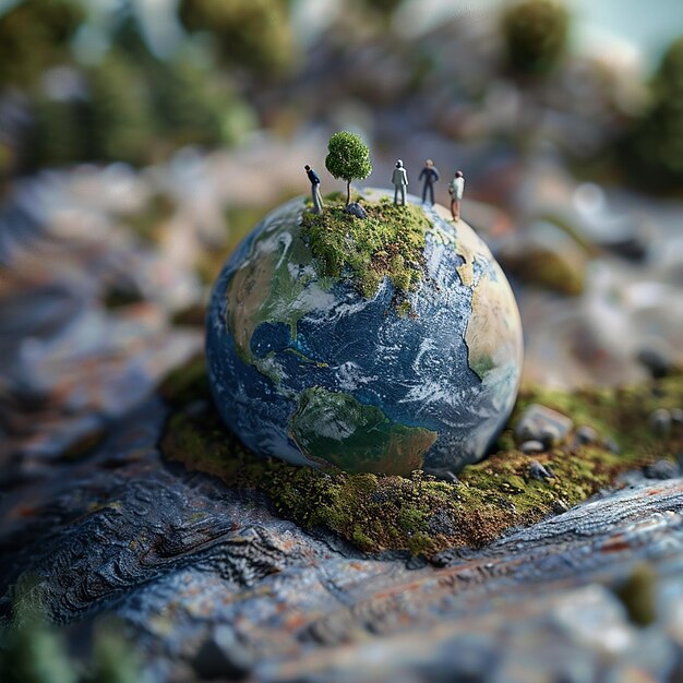 Fotos renderizadas em 3D da Terra, diferentes cores da natureza, vida na Terra, fundo natural, fotos em 8K.