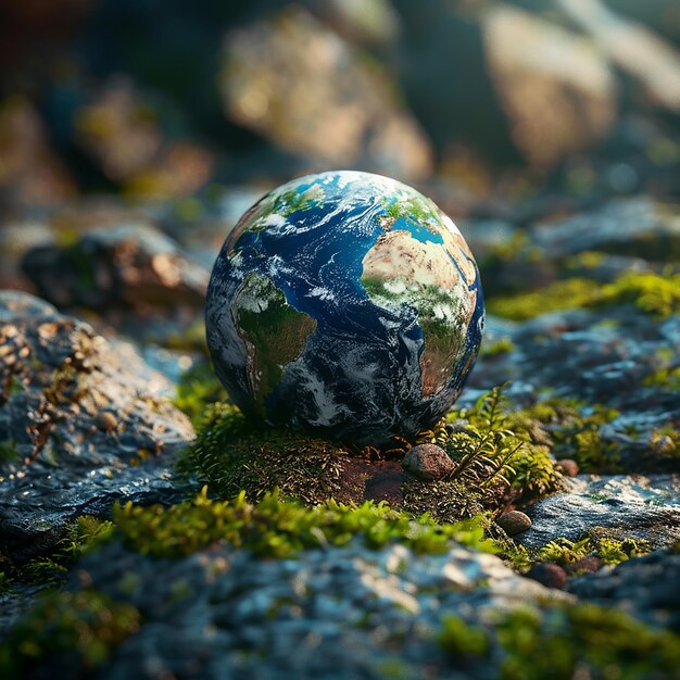 Fotos renderizadas em 3D da Terra, diferentes cores da natureza, vida na Terra, fundo natural, fotos em 8K.