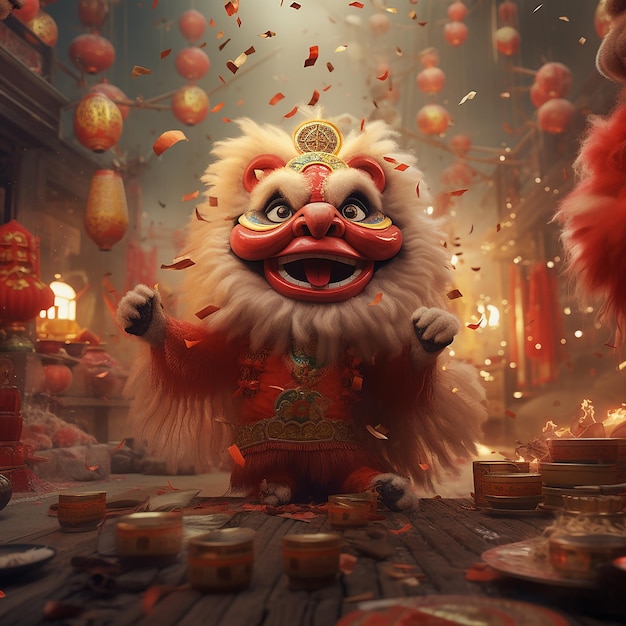 Fotos renderizadas em 3D de celebrações do Ano Novo chinês
