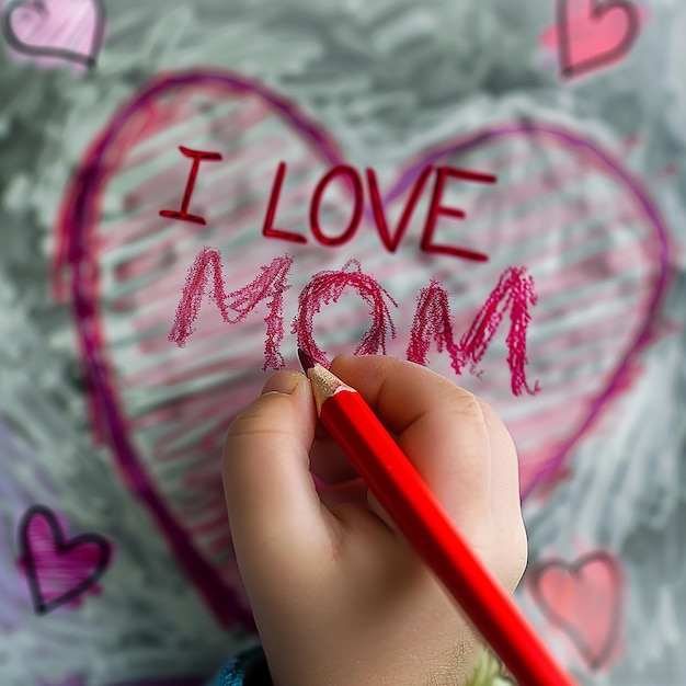 Foto fotos renderizadas em 3d de crianças escrevendo à mão você é a melhor mãe um desenho de mão bonito de mãe e filho