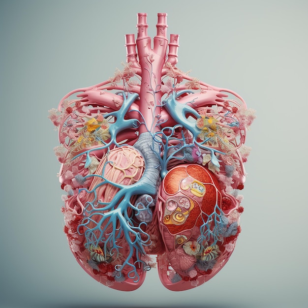 Fotos renderizadas em 3D de diferentes órgãos humanos
