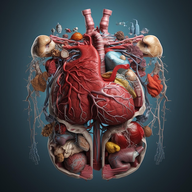 Foto fotos renderizadas em 3d de diferentes órgãos humanos