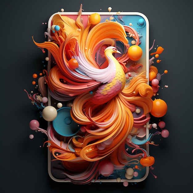 Fotos renderizadas em 3D de papéis de parede artísticos de arte abstrata