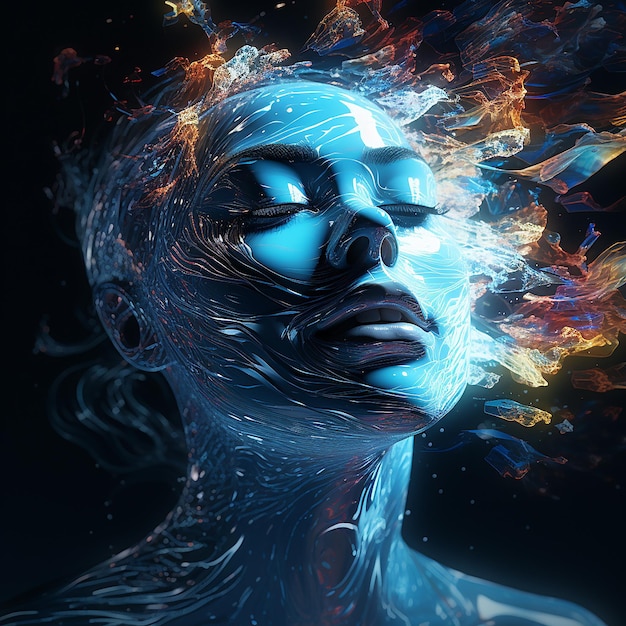 Foto fotos renderizadas em 3d de retratos abstratos com efeitos de luz