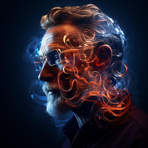 Foto fotos renderizadas em 3d de retratos abstratos com efeitos de luz