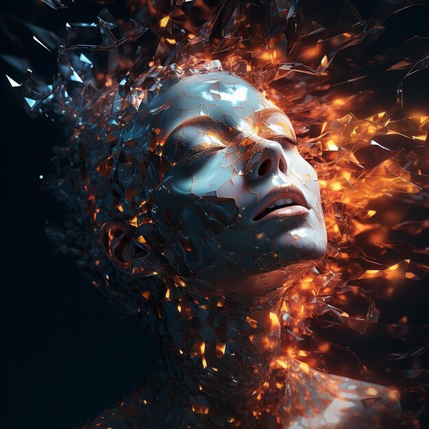 Foto fotos renderizadas em 3d de retratos abstratos com efeitos de luz