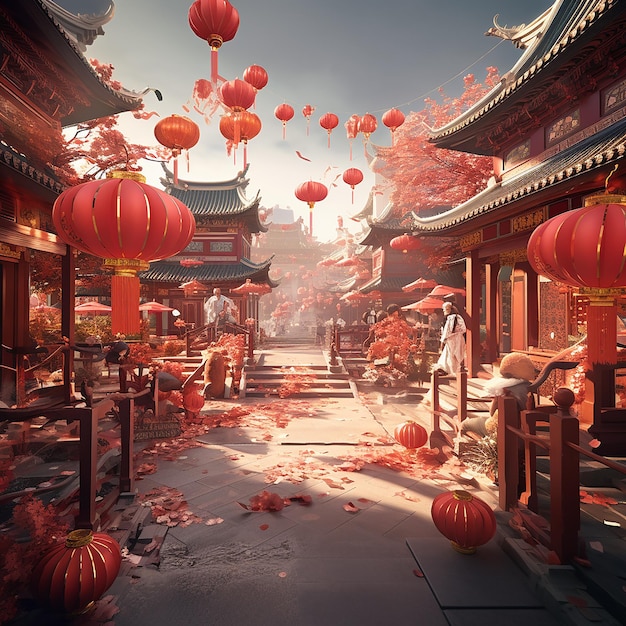 Fotos renderizadas em 3D do Ano Novo Chinês