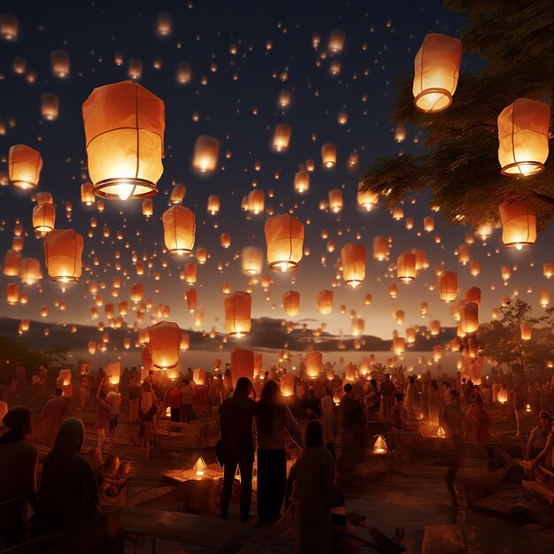 Fotos renderizadas em 3D do festival de lanternas
