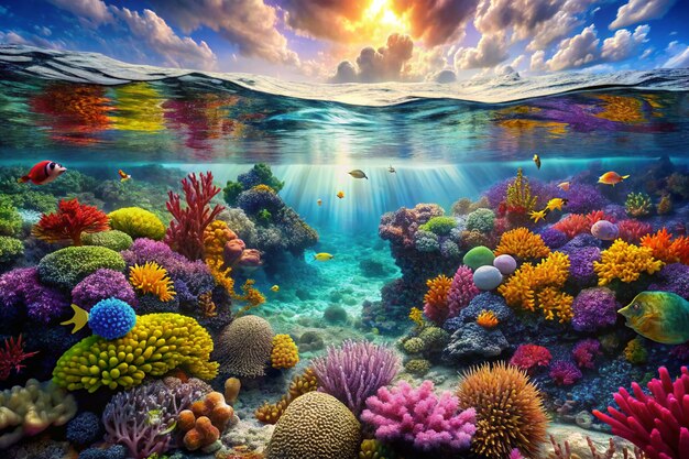 Foto fotos submarinas de arrecifes de coral vida marina y coloridos paisajes submarinos vibrantes y diversos