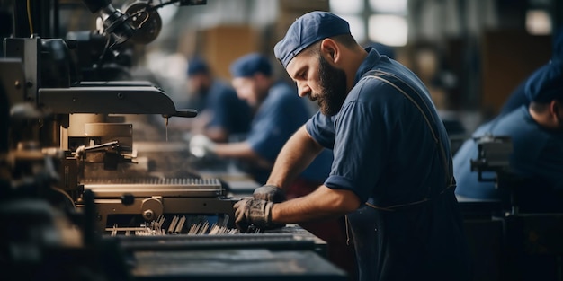 Foto fotos von arbeitern, die in einer modernen vollautomatischen fabrik arbeiten