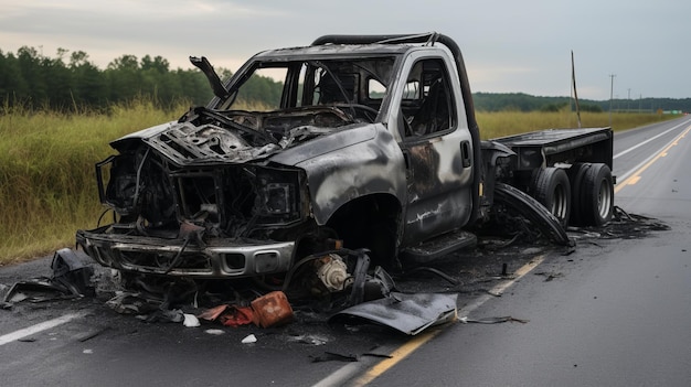 Foto fotos von beschädigten autos nach einem unfall auf der autobahn