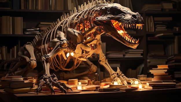 Fotos von Dinosaurier-Skeletten im Museum