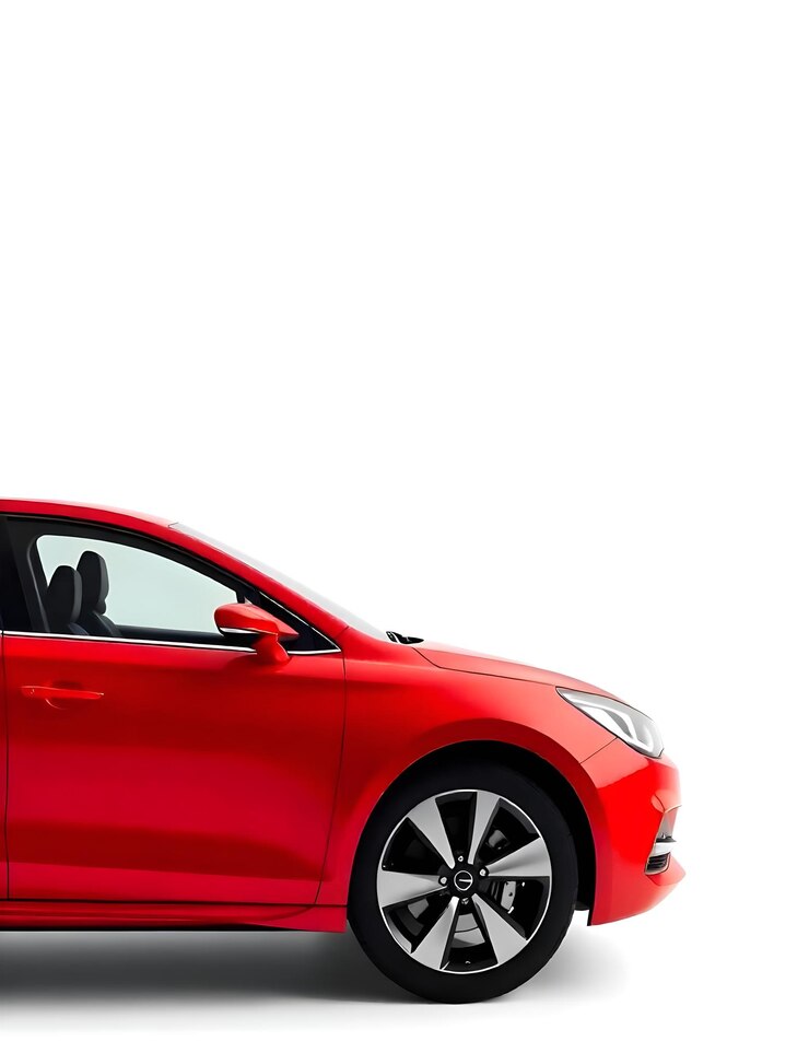 Fotoshoot mit einem blutroten Auto
