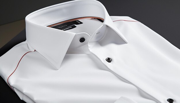 Foto fotoshoot realista de comércio eletrônico de camisa branca masculina com fita adesiva e acabamento