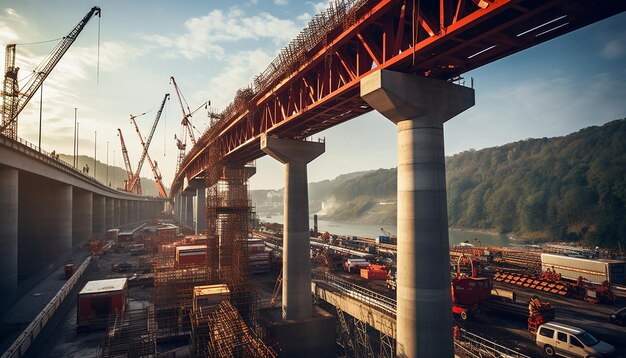 Foto fotoshooting für brücken- und viaduktbauarbeiten