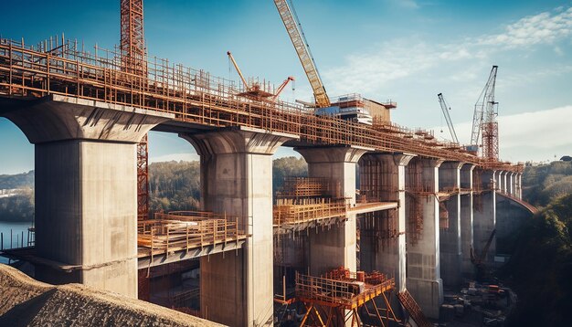 Foto fotoshooting für brücken- und viaduktbauarbeiten