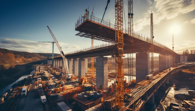 Foto fotoshooting für brücken- und viaduktbauarbeiten