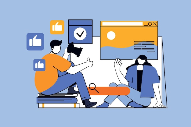 Fotostudio-Konzept mit Menschenszene im flachen Design für das Web. Fotograf mit Kamera macht kreative Aufnahmen mit posierendem Model. Vektorillustration für Social-Media-Banner-Marketingmaterial