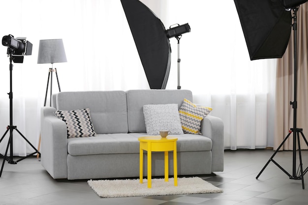 Fotostudio mit Design-Interieur des Wohnzimmers